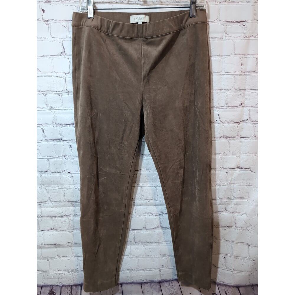 Talbots Womens Petite Size 10P Tan Faux Suede Leggings Pull On Timeless